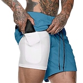 cheap Mens Active Shorts-Men&#039;s Sports Outdoor Athletic Breathable Quick Dry Moisture Wicking 2 in 1 with Phone Pocket Liner Solid Colored Activewear Dark Grey Black Stretchy