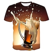 זול חולצות תלת-ממד-בגדי ריקוד גברים גראפי בירה חולצה חולצה קצרה שרוולים קצרים חולצה קצרה הדפסת תלת מימד צווארון עגול חולצה סגנון רחוב בסיסי יומי מועדונים צהוב אודם סגול קיץ ביגוד מידות גדולות S M L XL 2XL 3XL