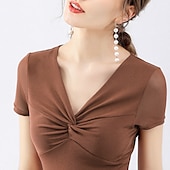 economico Abbigliamento da Pratica-Balli da sala Superiore Con ruche Per donna Addestramento Corsa Manica corta Chinlon