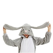 Недорогие Костюмы-комбинезоны-Для подростков Взрослые Животное Кролик Полотняное плетение Пижамы Камуфляж Костюм-комбинезон Карнавальный костюм Кролик Цельные пижамы Кигуруми Пижамы Забавный костюм Для Муж. и жен.