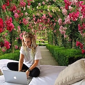 abordables paysage tapisserie-Saint Valentin grande tapisserie murale art décor couverture rideau pique-nique nappe suspendue maison chambre salon dortoir décoration nature paysage jardin allée plante floral fleur