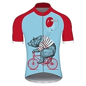 cheap Men's Jerseys-Men's Cycling Jersey Animal Bear Patterned Short Sleeve Bike Jersey Top with 3 Rear Pockets Mountain Bike MTB Road Bike Cycling UV Resistant Cycling Quick Dry Back Pocket Sports Red Blue Clothing