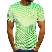お買い得  3D Tシャツ-男性用 グラフィック 幾何学模様 3D シャツ Tシャツ 半袖 Tシャツ ラウンドネック シャツ ストリートファッション 誇張された デザイナー 祝日 お出かけ パープル 衣類 プラスサイズ S M L XL 2XL 3XL 4XL