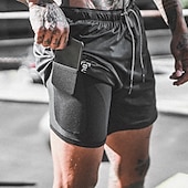 cheap Mens Active Shorts-Men&#039;s Sports Outdoor Athletic Breathable Quick Dry Moisture Wicking 2 in 1 with Phone Pocket Liner Solid Colored Activewear Dark Grey Black Stretchy
