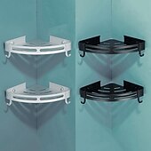 olcso Fürdőszobai polcok-zuhanykabin fürdőszoba polc hely alumínium csiszolt fekete és ezüst színű falra szerelhető háromszög zuhanysarok tároló állvány fürdőszobai kiegészítők egyrétegű