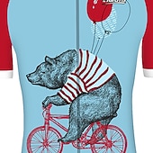 cheap Men's Jerseys-Men's Cycling Jersey Animal Bear Patterned Short Sleeve Bike Jersey Top with 3 Rear Pockets Mountain Bike MTB Road Bike Cycling UV Resistant Cycling Quick Dry Back Pocket Sports Red Blue Clothing