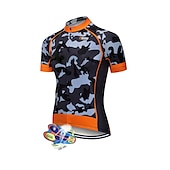 cheap Men&#039;s Clothing Sets-Men&#039;s Cycling Jersey with Bib Shorts Short Sleeve Mountain Bike MTB Road Bike Cycling Black White Red Patchwork Camo / Camouflage Bike Clothing Suit UV Resistant 3D Pad Breathable Quick Dry Back