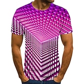 お買い得  3D Tシャツ-男性用 グラフィック 幾何学模様 3D シャツ Tシャツ 半袖 Tシャツ ラウンドネック シャツ ストリートファッション 誇張された デザイナー 祝日 お出かけ パープル 衣類 プラスサイズ S M L XL 2XL 3XL 4XL