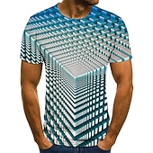 お買い得  3D Tシャツ-男性用 グラフィック 幾何学模様 3D シャツ Tシャツ 半袖 Tシャツ ラウンドネック シャツ ストリートファッション 誇張された デザイナー 祝日 お出かけ パープル 衣類 プラスサイズ S M L XL 2XL 3XL 4XL