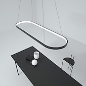 economico Luci Isola cucina-Lampadario a sospensione ovale a led 69cm moderno semplice in alluminio appeso a isola illuminazione 36w per sala da pranzo ristorante conferenza bar caffetteria lampadario