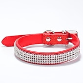 economico Collari, pettorine e guinzagli per cani-collare per cani regolabile / retrattile con strass in pelle pu viola rosso blu rosa nero per cane da ragazza