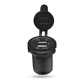 billige Billader-dobbel usb lader stikkontakt adapter vanntett bil hurtiglader strømuttak for bil / lastebil / motorsykkel båt rv