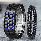 cheap Digital Watches-Wristwatches For Men Lava Iron Samurai Metal Bracelet Lava Watch LED Digital Watch Gifts for Male Boy Sport Creative Clock