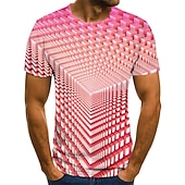 お買い得  3D Tシャツ-男性用 グラフィック 幾何学模様 3D シャツ Tシャツ 半袖 Tシャツ ラウンドネック シャツ ストリートファッション 誇張された デザイナー 祝日 お出かけ パープル 衣類 プラスサイズ S M L XL 2XL 3XL 4XL