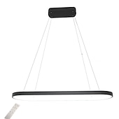 economico Luci Isola cucina-Lampada a sospensione a led 1 luce 70c/90m 40w design ovale rettangolo alluminio finiture verniciate nere lampada moderna per sala da pranzo ristorante bar 110-240v solo dimmerabile con telecomando