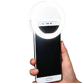 cheap Ring Lights-2pcs Selfie Ring Light Portable Clip for Smart Phone Photography Camera Video 3 Modes Dimmable AAA Batteries Powered