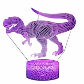 Недорогие 3D ночники-динозавр игрушки ночник - 3d ночник с тремя узорами&amp;amp;усилитель; дистанционное управление&amp;amp;усилитель; smart touch16 цвета меняются затемняемые подарки на день рождения для 2 3 4 5 6 7 8 лет