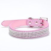 economico Collari, pettorine e guinzagli per cani-collare per cani regolabile / retrattile con strass in pelle pu viola rosso blu rosa nero per cane da ragazza