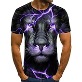  Bărbați Grafic Animal Leu Tricou Tricouri Tricouri amuzante Manșon scurt Tricou Tipărire 3D Stil Nautic Cămașă Șic Stradă Exagerat Zilnic Casual Concediu Negru Roșu-aprins Mov Vară Îmbrăcăminte