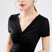 economico Abbigliamento da Pratica-Balli da sala Superiore Con ruche Per donna Addestramento Corsa Manica corta Chinlon