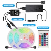 billige WiFi og musikkkontroll-smart smd 5050 led stripe lys wifi app rgb kontroll musikk synkronisering arbeid med alexa google 2x7,5m 50ft fargeskiftende hjemmekjøkken tv party med 24-tasters fjernkontroll sensitiv innebygd