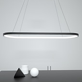זול אורות אי-מנורת led תליון 40w מלבן אלומיניום צבוע בשחור גימור מנורה מודרנית לחדר אוכל בר קפה