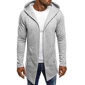 お買い得  カジュアルジャケット-男性用 フーディージャケット カジュアルジャケット デイリーウェア フード付き カジュアル ジャケット アウターウェア 平織り ブラック ホワイト ライトグレー
