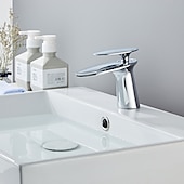 economico Classici-Rubinetto per lavabo da bagno, rubinetti per vasca da bagno in stile moderno monoforo a cascata in ottone con acqua calda e fredda