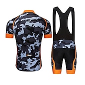cheap Men&#039;s Clothing Sets-Men&#039;s Cycling Jersey with Bib Shorts Short Sleeve Mountain Bike MTB Road Bike Cycling Black White Red Patchwork Camo / Camouflage Bike Clothing Suit UV Resistant 3D Pad Breathable Quick Dry Back