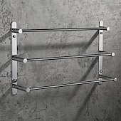 economico Portasciugamani-portasciugamani multistrato portasciugamani portasciugamani, mensola portasciugamani a 3 livelli in acciaio inossidabile per bagno portasciugamani da 30 cm ~ 70 cm (nero/cromo/oro spazzolato/nichel spazzolato)