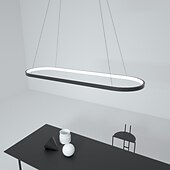 זול אורות אי-מנורת led תליון 40w מלבן אלומיניום צבוע בשחור גימור מנורה מודרנית לחדר אוכל בר קפה