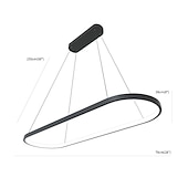 economico Luci Isola cucina-Lampada a sospensione a led 1 luce 70c/90m 40w design ovale rettangolo alluminio finiture verniciate nere lampada moderna per sala da pranzo ristorante bar 110-240v solo dimmerabile con telecomando