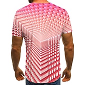 お買い得  3D Tシャツ-男性用 グラフィック 幾何学模様 3D シャツ Tシャツ 半袖 Tシャツ ラウンドネック シャツ ストリートファッション 誇張された デザイナー 祝日 お出かけ パープル 衣類 プラスサイズ S M L XL 2XL 3XL 4XL