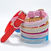 economico Collari, pettorine e guinzagli per cani-collare per cani regolabile / retrattile con strass in pelle pu viola rosso blu rosa nero per cane da ragazza