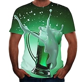 זול חולצות תלת-ממד-בגדי ריקוד גברים גראפי בירה חולצה חולצה קצרה שרוולים קצרים חולצה קצרה הדפסת תלת מימד צווארון עגול חולצה סגנון רחוב בסיסי יומי מועדונים צהוב אודם סגול קיץ ביגוד מידות גדולות S M L XL 2XL 3XL