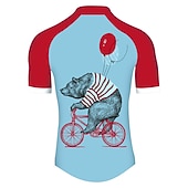cheap Men's Jerseys-Men's Cycling Jersey Animal Bear Patterned Short Sleeve Bike Jersey Top with 3 Rear Pockets Mountain Bike MTB Road Bike Cycling UV Resistant Cycling Quick Dry Back Pocket Sports Red Blue Clothing