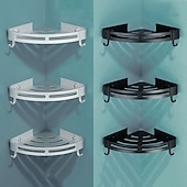 olcso Fürdőszobai polcok-zuhanykabin fürdőszoba polc hely alumínium csiszolt fekete és ezüst színű falra szerelhető háromszög zuhanysarok tároló állvány fürdőszobai kiegészítők egyrétegű