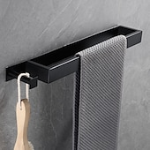 economico Portasciugamani-portasciugamani con gancio per bagno, portasciugamani autoadesivo a parete in acciaio inossidabile sus304 senza trapano portasciugamani per WC bagno, cucina (nero/cromo/nichel spazzolato) 40 cm