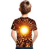 billige Gutts 3D-visjon og geometri-Barnas Dag Gutt 3D Fargeblokk 3D Print 3D T skjorte T-skjorte Kortermet 3D-utskrift Sommer Aktiv Sport Gatemote Barn