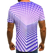 お買い得  3D Tシャツ-男性用 グラフィック 幾何学模様 3D シャツ Tシャツ 半袖 Tシャツ ラウンドネック シャツ ストリートファッション 誇張された デザイナー 祝日 お出かけ パープル 衣類 プラスサイズ S M L XL 2XL 3XL 4XL