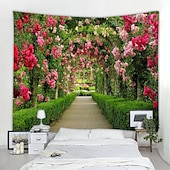 abordables paysage tapisserie-Saint Valentin grande tapisserie murale art décor couverture rideau pique-nique nappe suspendue maison chambre salon dortoir décoration nature paysage jardin allée plante floral fleur