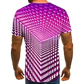 お買い得  3D Tシャツ-男性用 グラフィック 幾何学模様 3D シャツ Tシャツ 半袖 Tシャツ ラウンドネック シャツ ストリートファッション 誇張された デザイナー 祝日 お出かけ パープル 衣類 プラスサイズ S M L XL 2XL 3XL 4XL