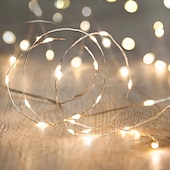 economico Striscie luci a batteria-elegante festa di nozze ricevimento 10m 100led filo d&#039;argento luci a led stringa - flessibile ghirlanda fata stringa bianco caldo per arredamento casa