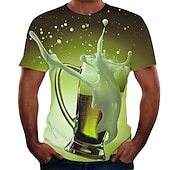 זול חולצות תלת-ממד-בגדי ריקוד גברים גראפי בירה חולצה חולצה קצרה שרוולים קצרים חולצה קצרה הדפסת תלת מימד צווארון עגול חולצה סגנון רחוב בסיסי יומי מועדונים צהוב אודם סגול קיץ ביגוד מידות גדולות S M L XL 2XL 3XL