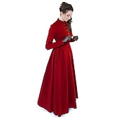 economico Vestiti-Abito Vittoriano Abito da Ballo 1910 Lunghezza al pavimento Lunghezza lunga Vestito Costume da festa Abito da Ballo Taglie Forti Duchessa Taglie Forti Tinta unica Abito da ballo Girocollo Senza Spalle