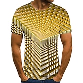 お買い得  3D Tシャツ-男性用 グラフィック 幾何学模様 3D シャツ Tシャツ 半袖 Tシャツ ラウンドネック シャツ ストリートファッション 誇張された デザイナー 祝日 お出かけ パープル 衣類 プラスサイズ S M L XL 2XL 3XL 4XL