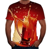 זול חולצות תלת-ממד-בגדי ריקוד גברים גראפי בירה חולצה חולצה קצרה שרוולים קצרים חולצה קצרה הדפסת תלת מימד צווארון עגול חולצה סגנון רחוב בסיסי יומי מועדונים צהוב אודם סגול קיץ ביגוד מידות גדולות S M L XL 2XL 3XL