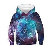 preiswerte Jungen 3D Vision &amp; Geometrie-Jungen 3D Galaxis Kapuzenshirt Langarm 3D-Druck Aktiv Basic kinderkleidung Schulanfang