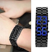 cheap Digital Watches-Wristwatches For Men Lava Iron Samurai Metal Bracelet Lava Watch LED Digital Watch Gifts for Male Boy Sport Creative Clock