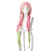 cheap Anime Wigs-mitsuri kanroji cosplay Demon Slayer: Kimetsu no Yaiba Kanroji Mitsuri Cosplay Wigs Women&#039;s Braid 40 inch Heat Resistant Fiber Plaited Pink Adults&#039; Anime Wig Halloween Wig